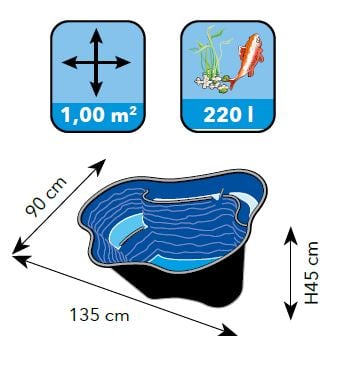 Bassin jardin préfabriqué CALMUS SII de 220 L Distripool Ubbink